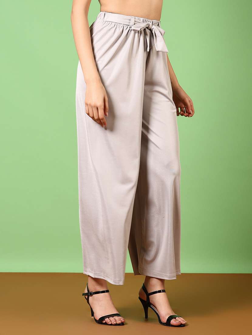 women solid high rise wide leg trouser - 21641420 -  Standard Image - 2