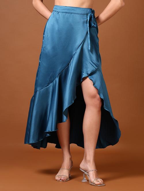 women solid calf length wrap skirt - 21641426 - Standard Image - 0
