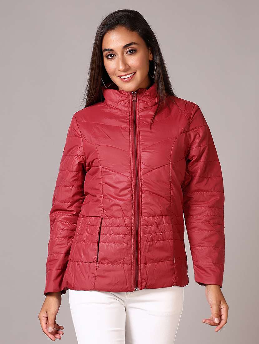 women long sleeves solid puffer jacket