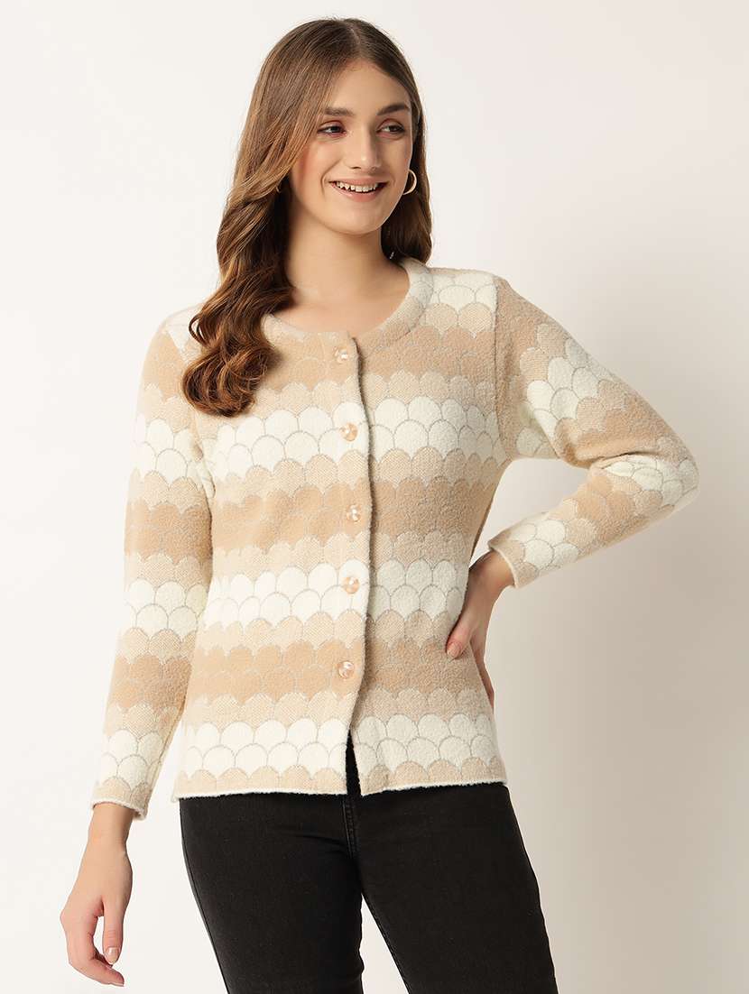 women self design long sleeve cardigan