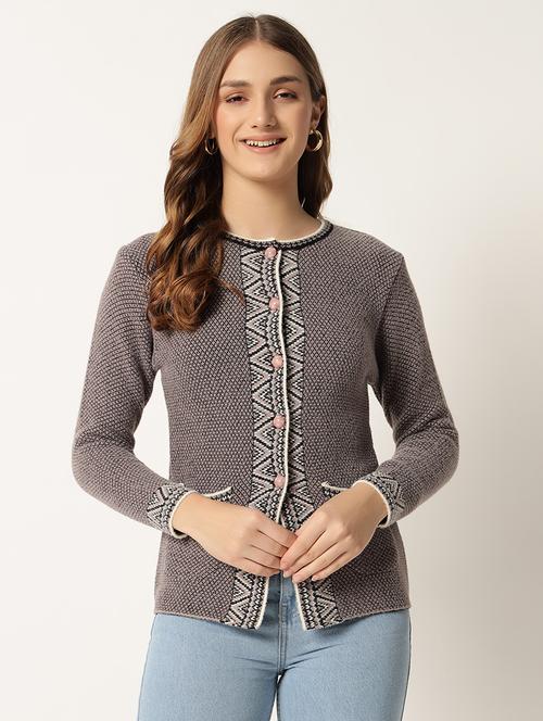 women self design long sleeve cardigan - 21641513 - Standard Image - 0