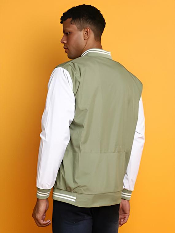 men color block long sleeve varsity jacket - 21642266 - Standard Image - 2