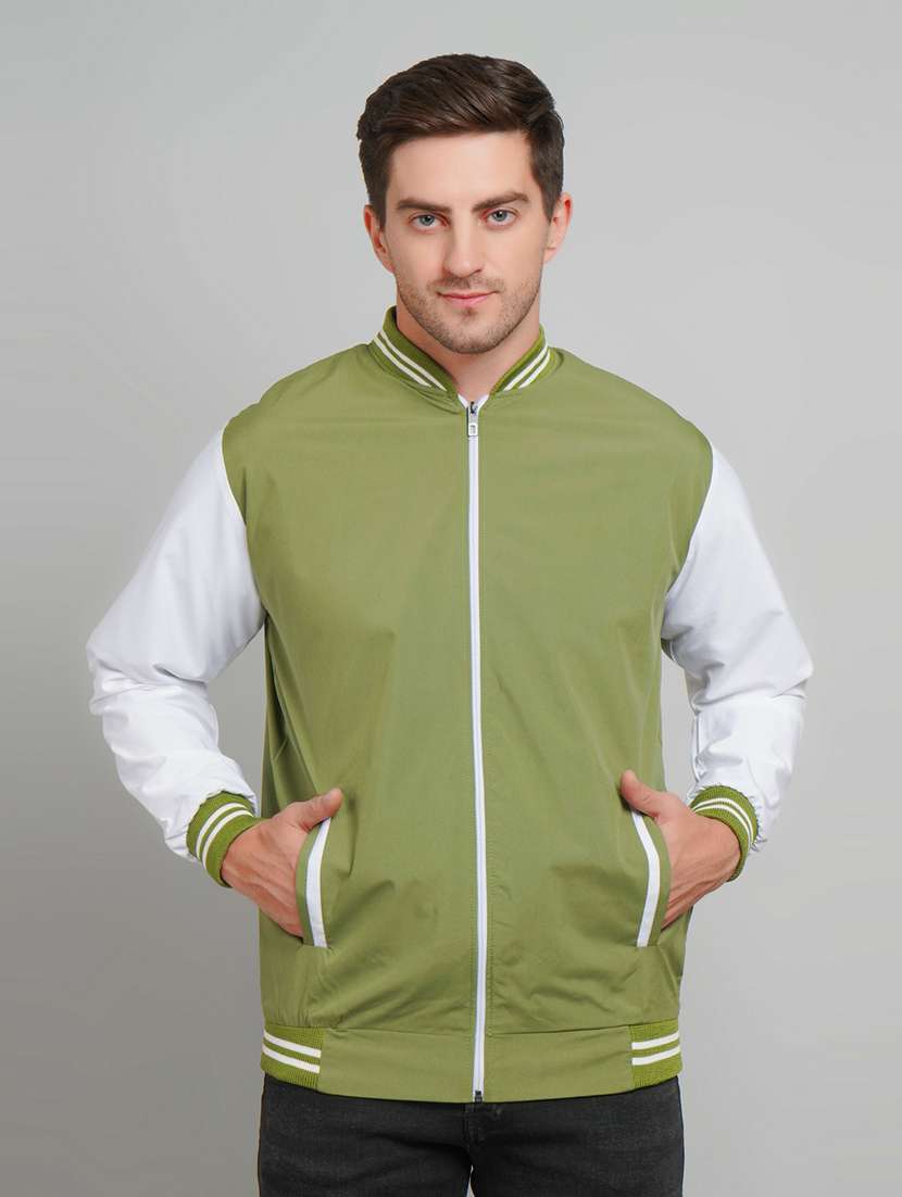 men color block long sleeve varsity jacket