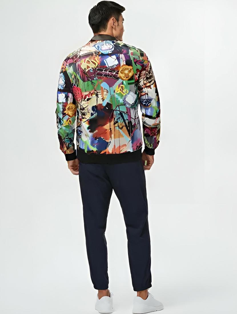 men printed long sleeve casual jacket - 21642324 - Standard Image - 2