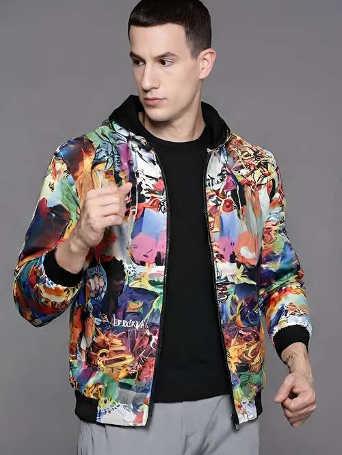 men printed long sleeve casual jacket - 21642326 -  Standard Image - 0