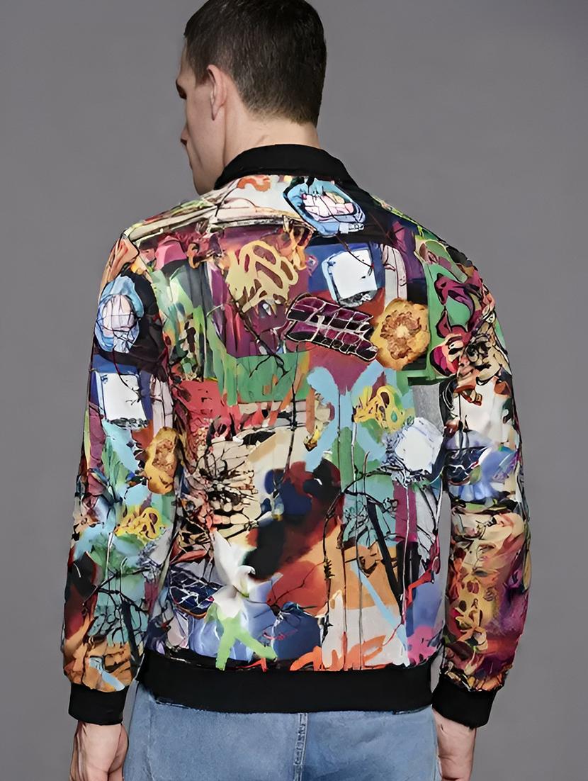 men printed long sleeve casual jacket - 21642326 - Standard Image - 2