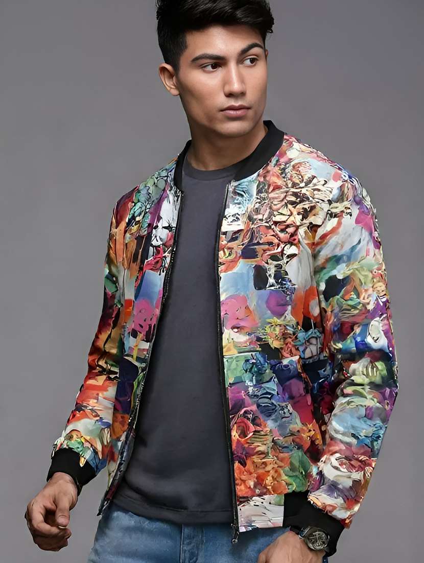 men printed long sleeve casual jacket - 21642327 -  Zoom Image - 0