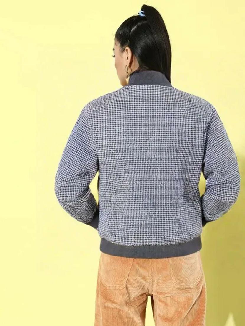 women checkered long sleeve regular jacket - 21642333 - Standard Image - 2
