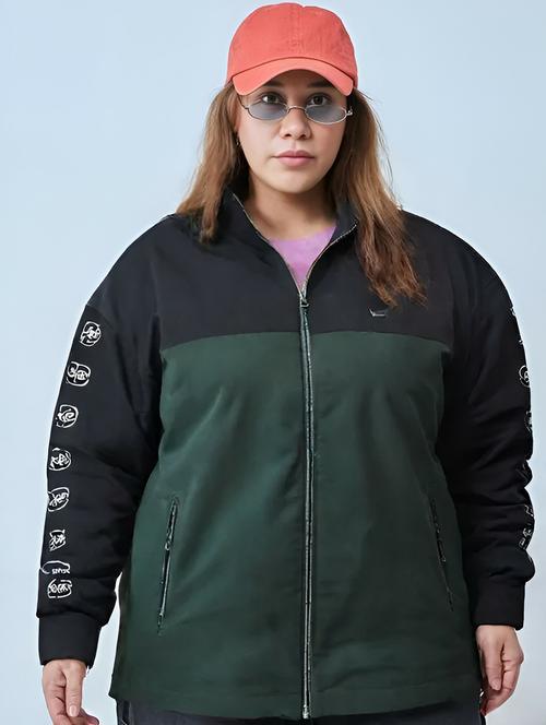 women color block long sleeve bomber jacket - 21642379 - Standard Image - 0