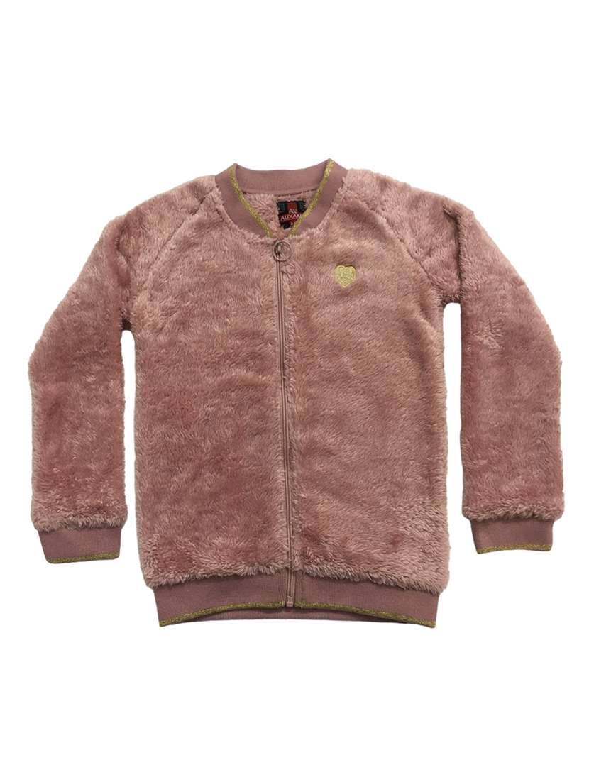 girls brown plain long sleeve sweatshirt