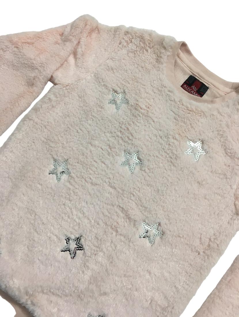girls beige solid with work long sleeve sweatshirt - 21642438 - Standard Image - 2