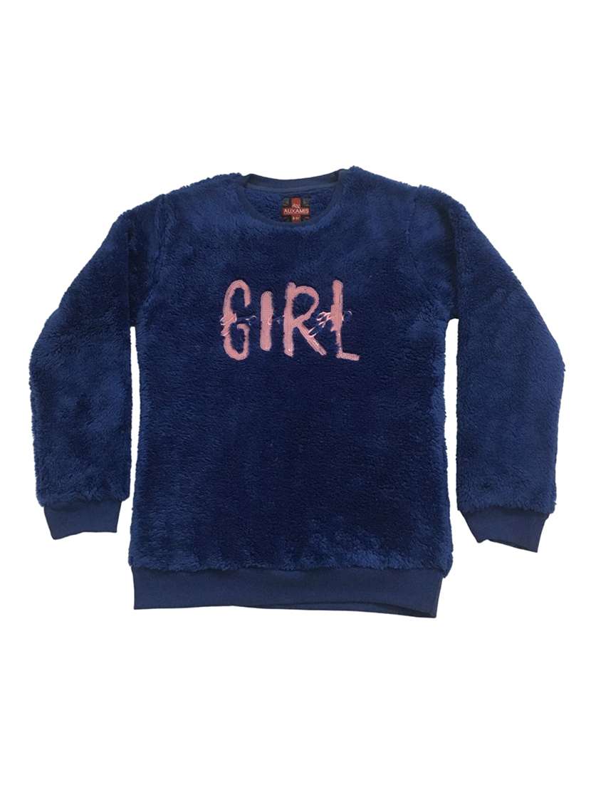 girls solid with work long sleeve sweatshirt