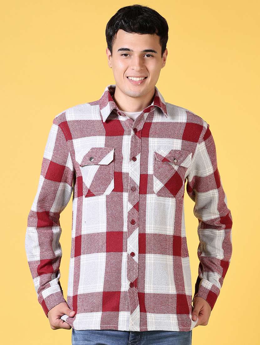 men checkered long sleeve casual shirt - 21642589 - Zoom Image - 0