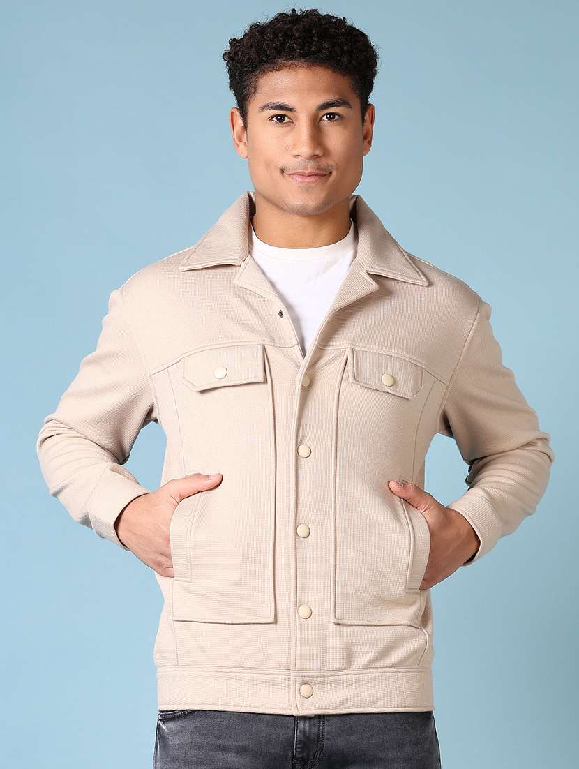 men long sleeves solid shackets