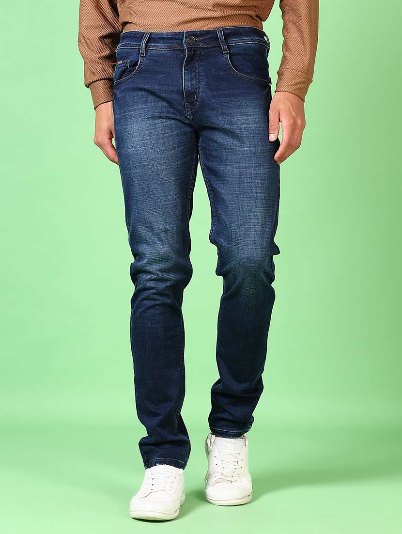 men mid rise plain slim fit jeans