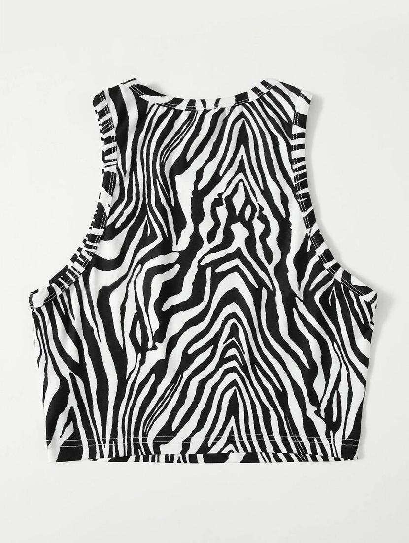 women black abstract printed round neck tank top - 21642708 - Standard Image - 2
