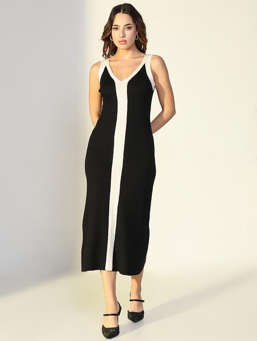 women color blocked shoulder strap sheath dress - 21643109 - Standard Image - 0