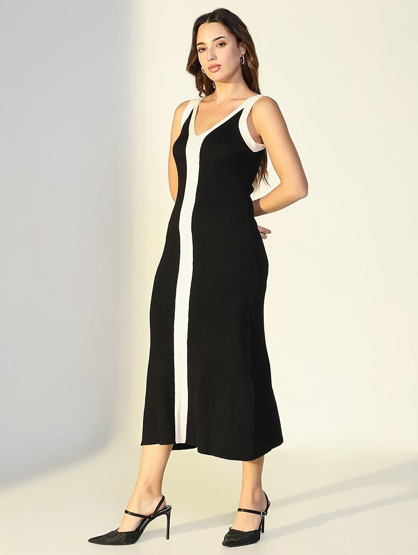 women color blocked shoulder strap sheath dress - 21643109 - Standard Image - 2