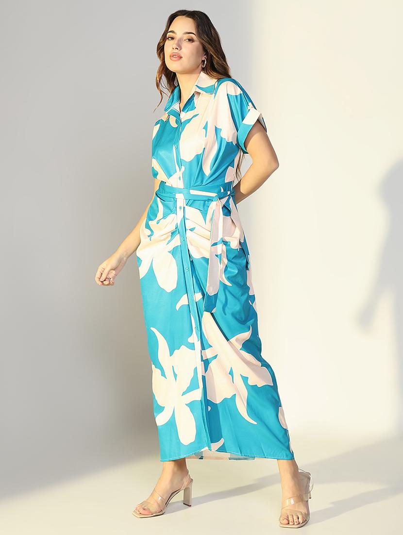 women floral printed collared shirt dress - 21643110 - Standard Image - 2
