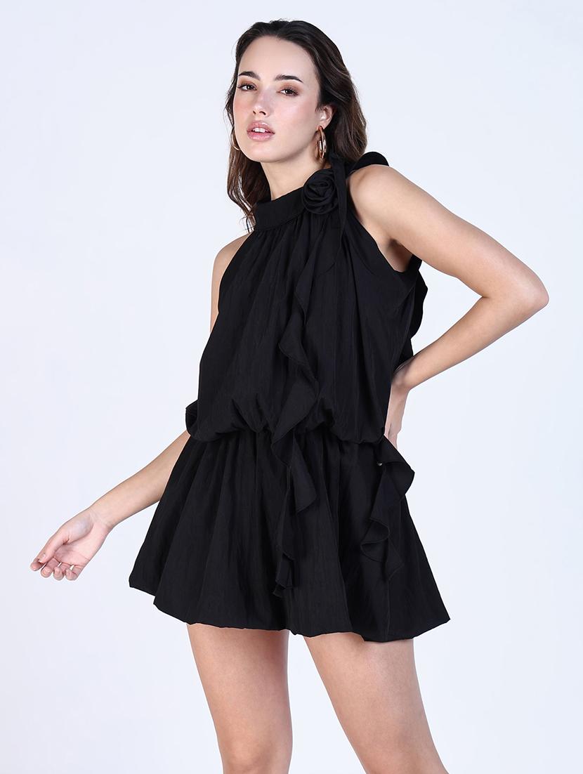 women solid halter neck a-line dress - 21643122 - Standard Image - 2