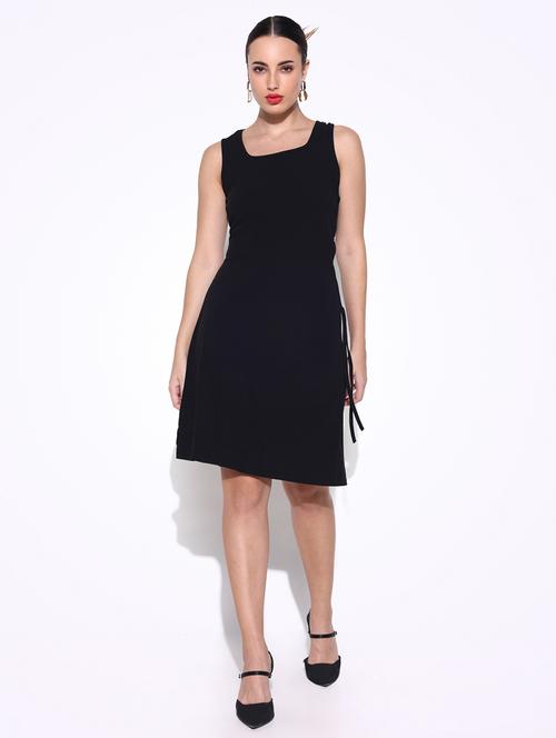 women solid sleeveless a-line dress - 21643134 - Standard Image - 0