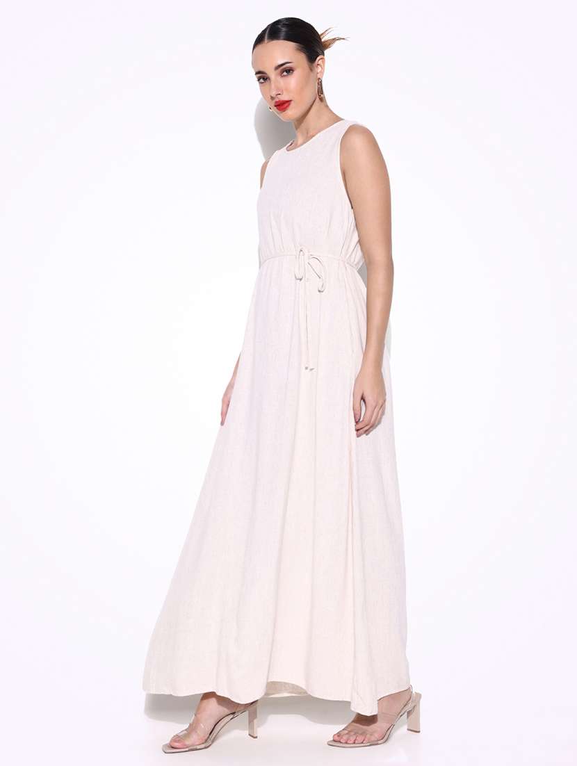 women solid sleeveless a-line dress - 21643141 - Standard Image - 2