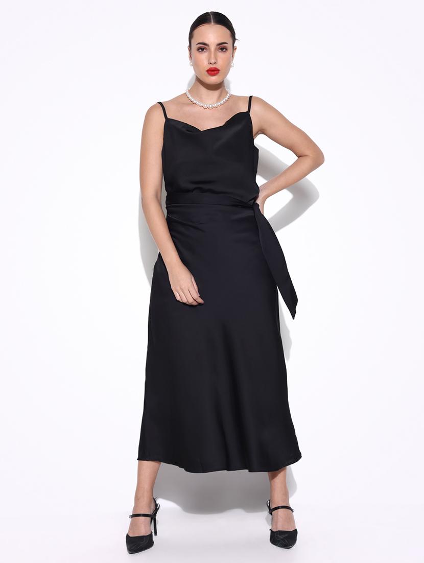 women solid cowl neck a-line dress - 21643145 -  Zoom Image - 0