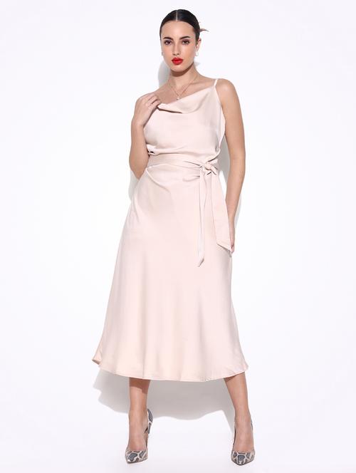women solid cowl neck a-line dress - 21643148 -  Standard Image - 0