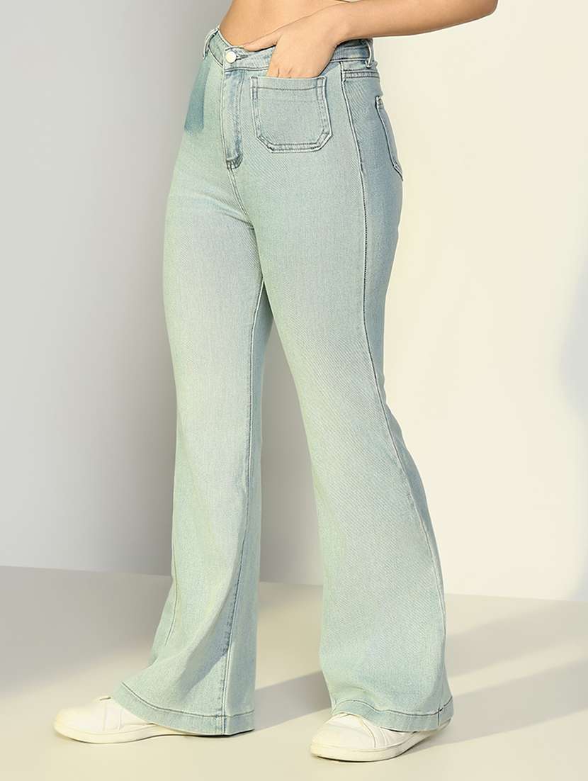 women solid high rise bootcut jean - 21643176 - Standard Image - 2