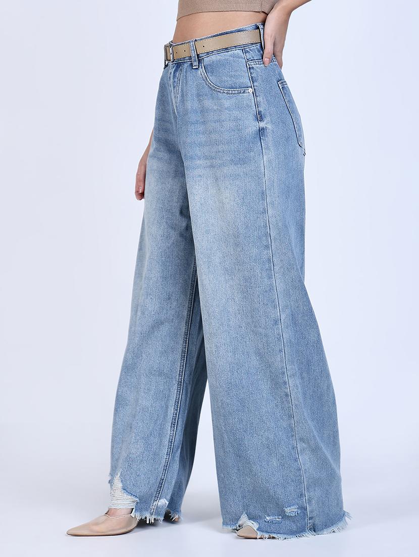 women solid high rise wide leg jean - 21643178 - Standard Image - 2