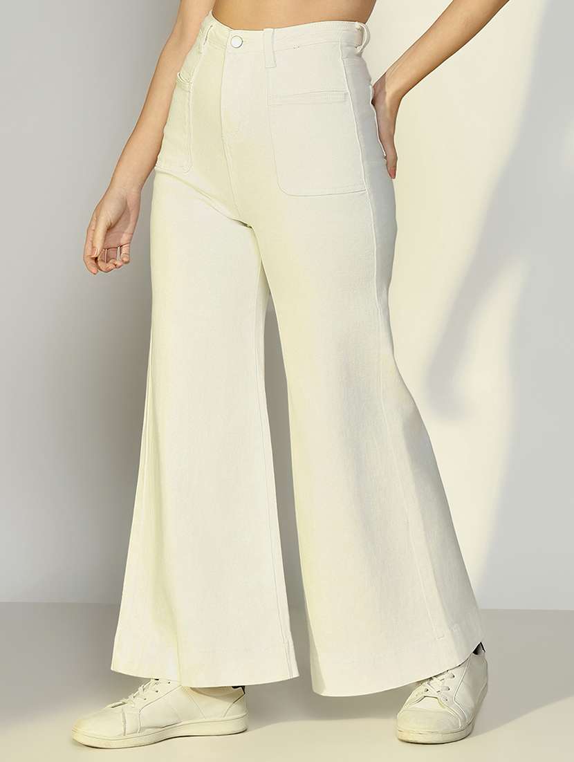 women solid high rise wide leg jean - 21643179 - Standard Image - 2