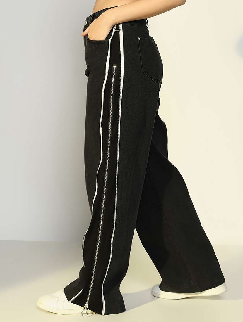 women solid high rise wide leg jean - 21643180 -  Standard Image - 2