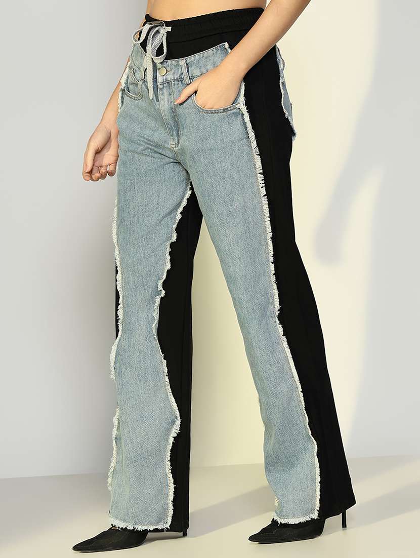 women color blocked  high rise straight jean - 21643181 -  Standard Image - 2