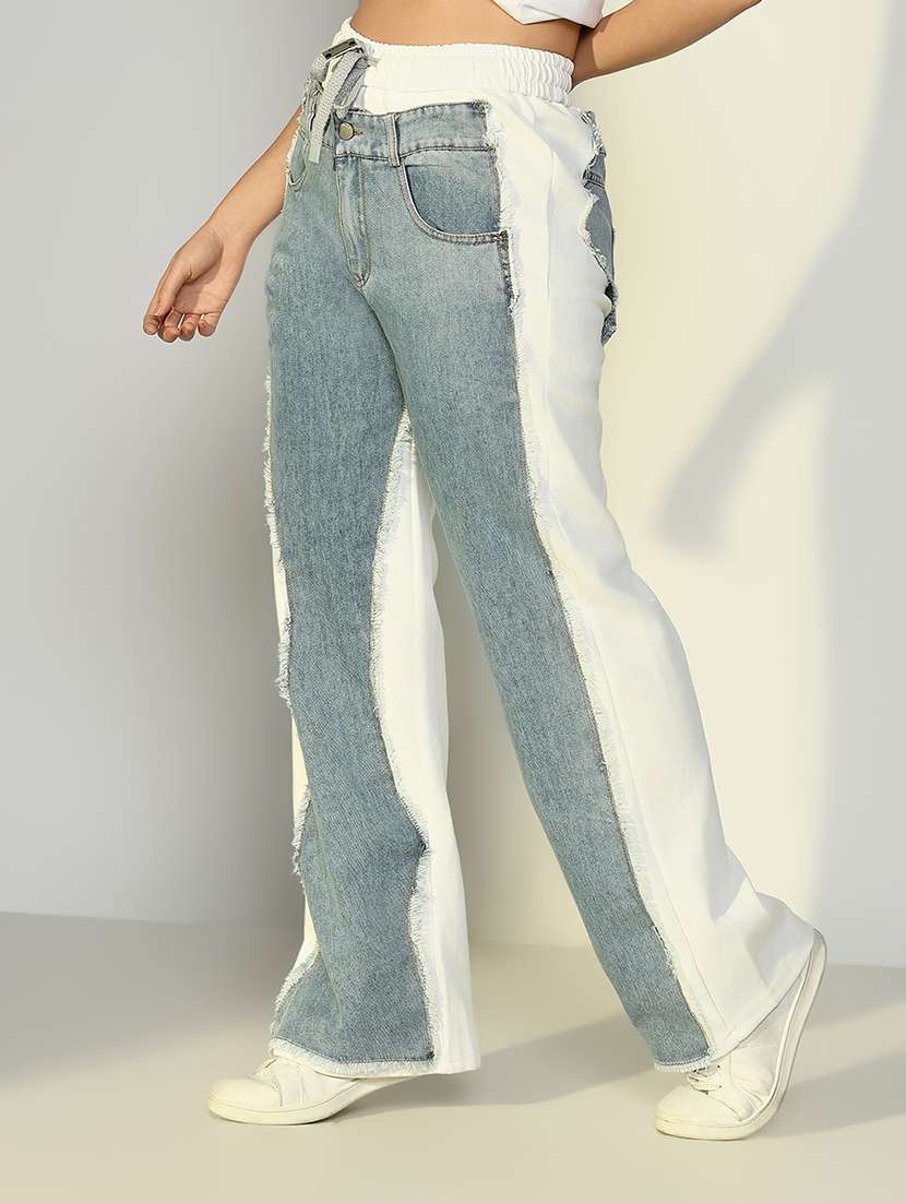 women color blocked high rise straight jean - 21643182 -  Standard Image - 2