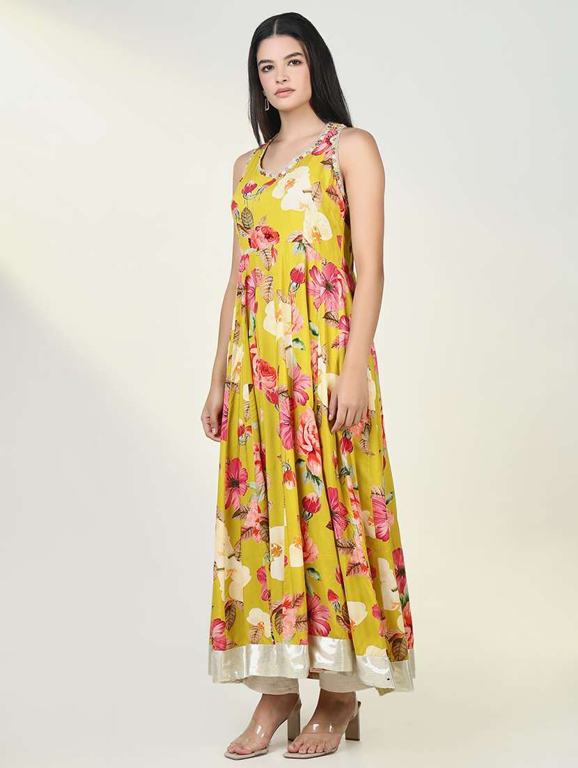 women floral sleeveless kurta dupatta set - 21643199 -  Standard Image - 2