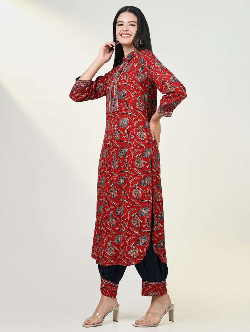 women red floral printed kurta salwar set - 21643209 -  Standard Image - 2