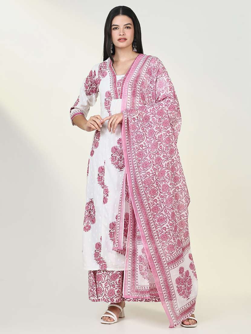 women floral printed kurta palazzo set with dupatta
