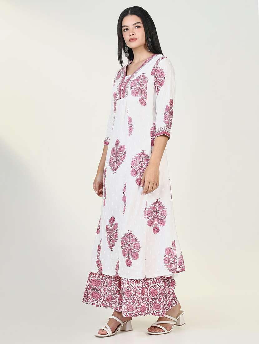 women floral printed kurta palazzo set with dupatta - 21643236 -  Standard Image - 2