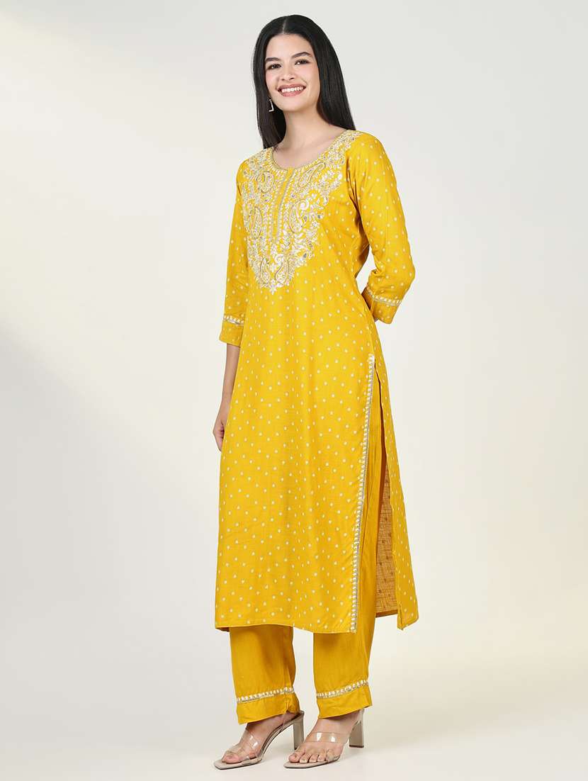Women Three Quarter Sleeve Kurta Pant With Dupatta Set - 21643240 -  Standard Image - 2
