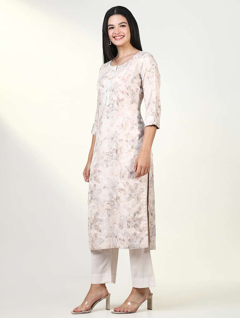 women three quarter sleeve kurta pant with dupatta set - 21643249 -  Standard Image - 2