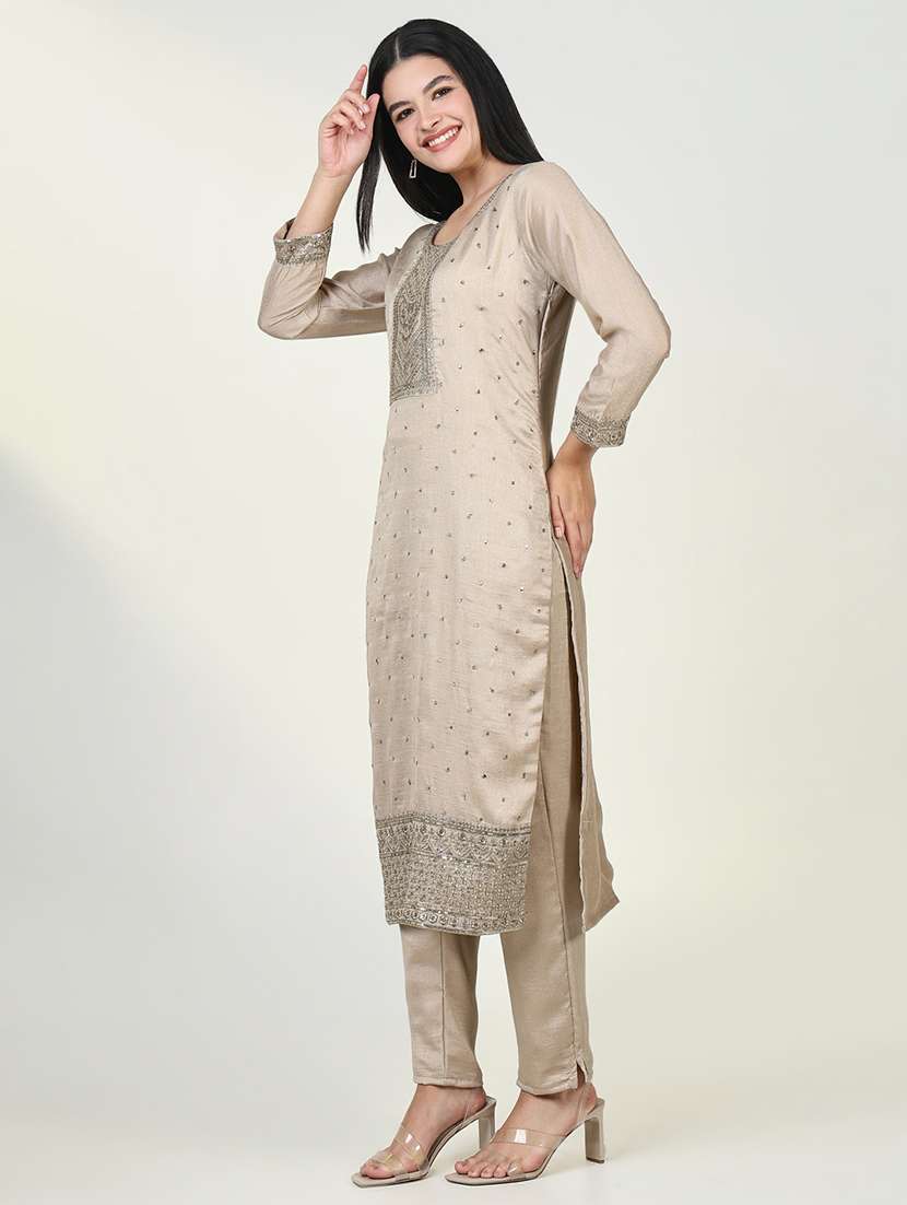 women three quarter sleeve kurta pant with dupatta set - 21643257 -  Standard Image - 2