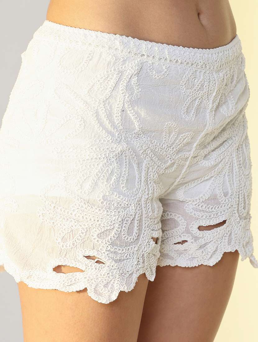 women corchet detailed top and shorts co-ord set - 21643276 -  Standard Image - 7