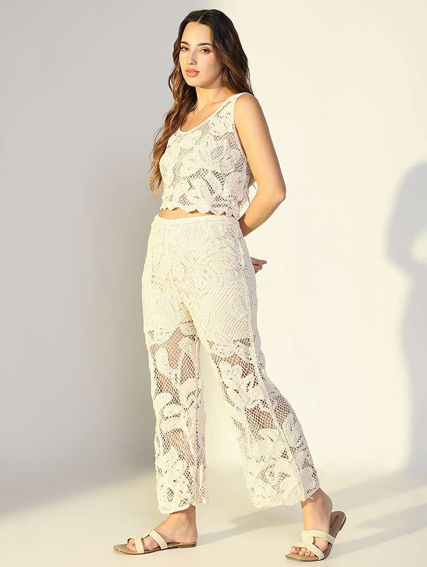 women crochet detailed top and trouser co-ord set - 21643277 -  Standard Image - 2