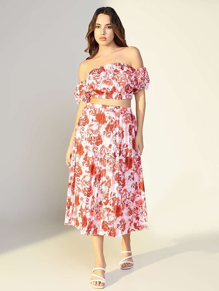 women printed top and skirt co-ord set