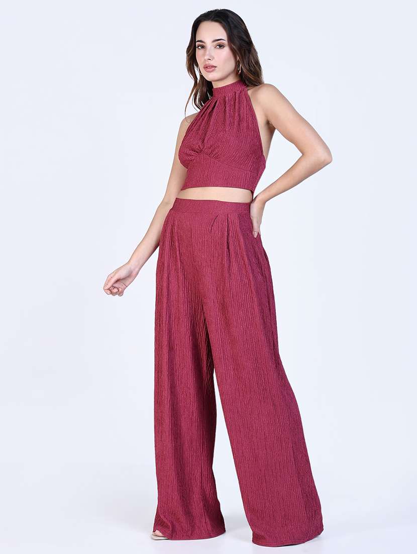 women solid top and palazzo co-ord set - 21643291 -  Standard Image - 2