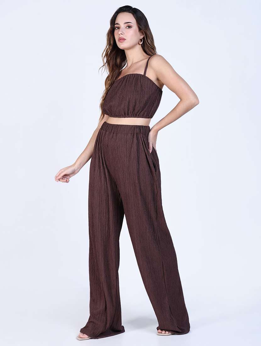 women solid top and trouser co-ord set - 21643293 -  Standard Image - 2