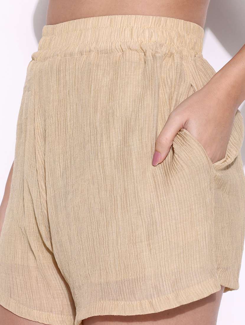women solid top and shorts with shirt set - 21643296 -  Standard Image - 7