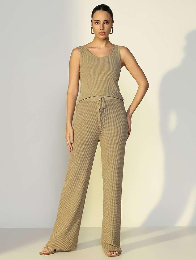women solid top and trouser co-ord set