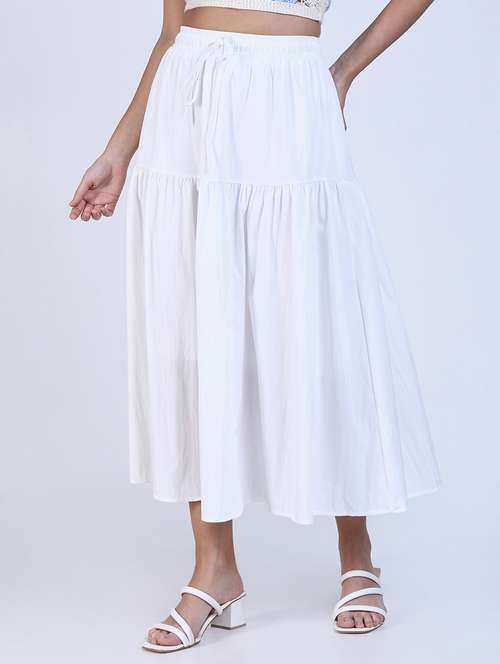 women solid high rise flared skirt - 21643346 - Standard Image - 0