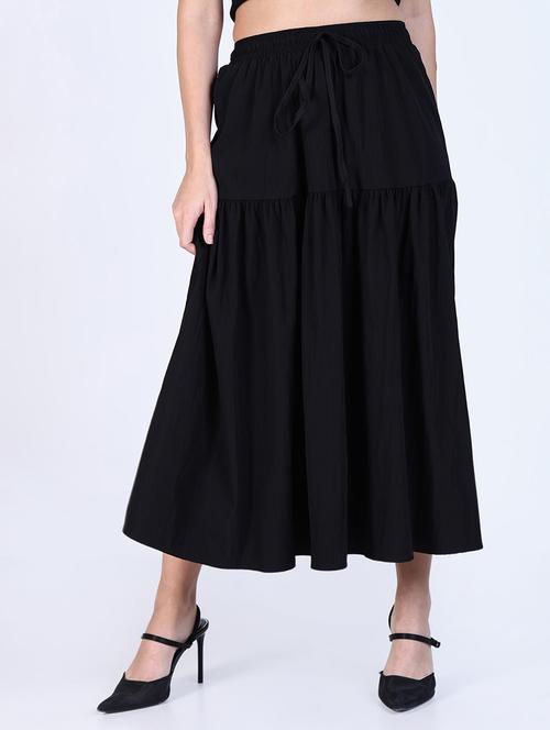 women solid high rise flared skirt - 21643348 -  Standard Image - 0